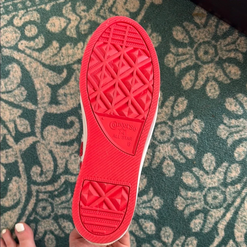 Converse Red and White Heart Print High-Top Sneakers - Picture 3 of 6